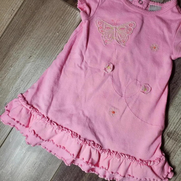 baby greendog pink butterfly baby girl's dress size 6-9 months 100% cotton - Picture 6 of 11